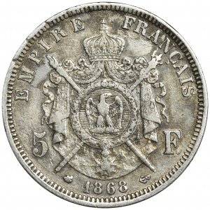 Francja, Napoleon III, 5 Franków Paryż 1868 A