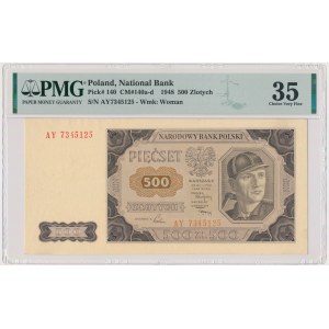 500 złotych 1948 - AY - PMG 35