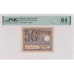 Danzig, 50 Pfennig 1919 - purple - PMG 66