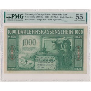 Kowno, 1.000 Mark 1918 - A - 6 digital serial number - PMG 55
