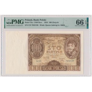 100 złotych 1934 - Ser. C.D. - bez dodatkowych znw. - PMG 66 EPQ