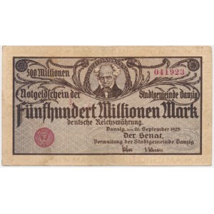 Danzig, 500 million Mark 1923 - creamy print -