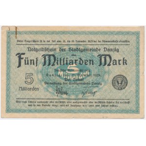 Danzig, 5 Billion Mark 1923 - watermark squares -