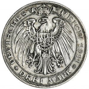 Germany, Kingdom of Prussia, Wilhelm II, 3 Mark Berlin 1911 A