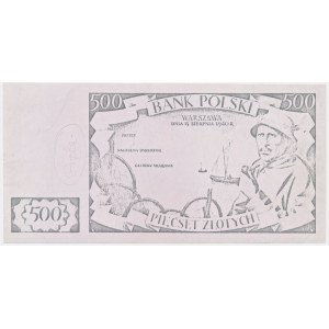 Próbna odbitka, 500 złotych 1940