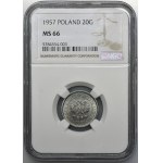 20 groszy 1957 - wąska data - NGC MS66 - RZADKIE