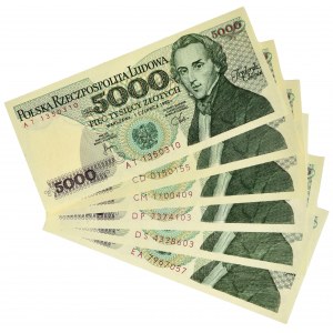 Zestaw, 5.000 złotych 1982-88 (6 szt.)
