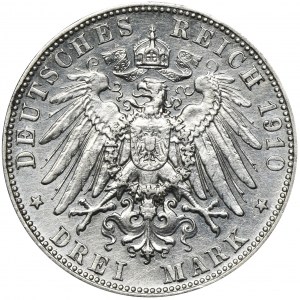 Germany, Bavaria, Otto, 3 Mark Munich 1910 D