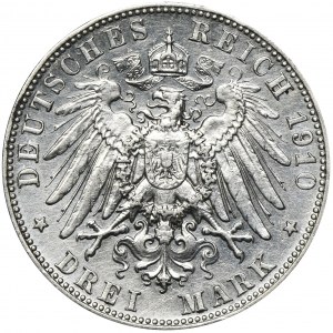 Niemcy, Bawaria, Otto, 3 Marki Monachium 1910 D