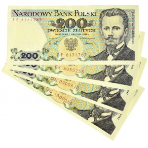 Zestaw, 200 złotych 1986-88 (4 szt.)