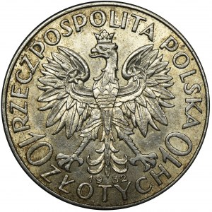 Głowa Kobiety, 10 złotych Londyn 1932