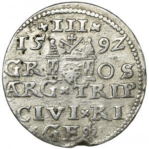 Sigismund III Vasa, 3 Groschen Riga 1592 - LI