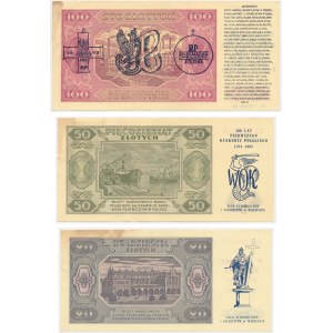 Zestaw, 20-100 złotych 1948 z okazjonalnymi nadrukami