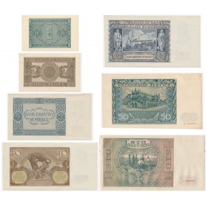 Zestaw, 1-100 złotych 1940-41 (7 szt.)