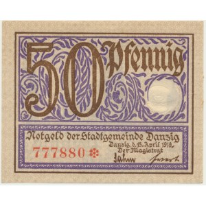Gdańsk, 50 fenigów 1919 - fioletowy