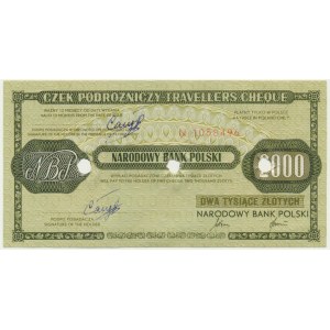 Czek podróżniczy NBP, 2.000 złotych 1990 - skasowany -