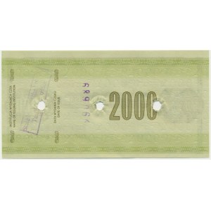 Czek podróżniczy NBP, 2.000 złotych 1990 - skasowany -