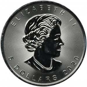 Kanada, Elżbieta II, 5 Dolarów 2020 - liść klonu