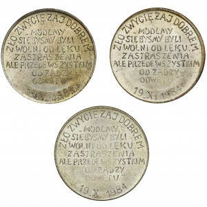 Zestaw, Medal Jerzy Popiełuszko 1984 (3 szt.)