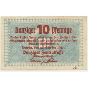 Danzig, 10 Pfennige 1923 October - watermark ZIGZAG -
