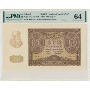 100 złotych 1940 - Fałszerstwo ZWZ - B - PMG 64