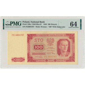 100 złotych 1948 - FE - PMG 64