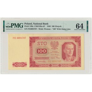 100 złotych 1948 - FE - PMG 64