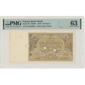 10 złotych 1929 - Ser. EN - PMG 63 - SKASOWANY