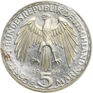 Germany, FRG, 5 Mark Stuttgart 1969 F