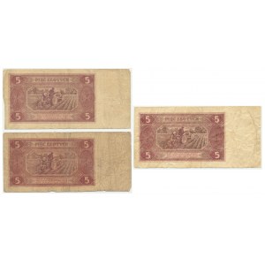 Zestaw, 5 złotych 1948 (3 szt.)