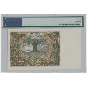 100 złotych 1934 - Ser. AX - znw. kreski na górnym marginesie - PMG 64