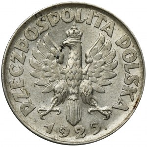 Kobieta i kłosy, 2 złote Londyn 1925 - kropka po dacie