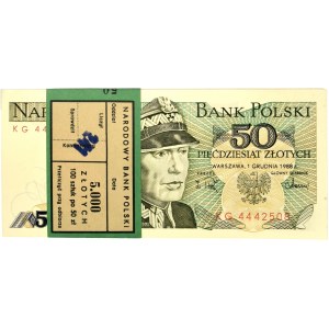 Paczka bankowa 50 złotych 1988 - KG - (100 szt.)