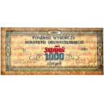 Solidarność, cegiełka 1000 złotych 1989 na Fundusz Wyborczy Komitetu Obywatelskiego