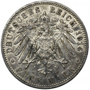 Germany, Prussia, William II, 5 Mark Berlin 1914 A