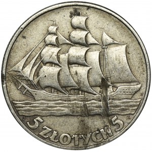 Żaglowiec, 5 złotych 1936