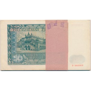 50 złotych 1941 - E - oryginalna paczka bankowa (20szt.)