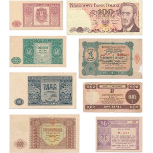 Zestaw bonów i banknotów 1916/1988 (8 szt.)