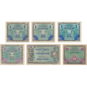 Germany, Allied Occupation Money, group of 1-10 Mark 1944 (6 pcs)