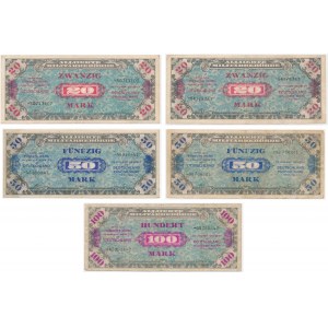 Germany, Allied Occupation Money, group of 1-10 Mark 1944 (5 pcs)