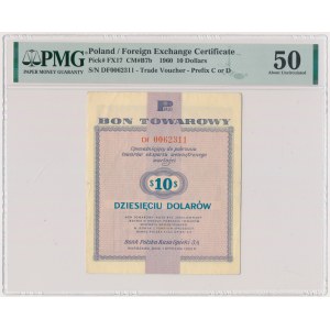 Pewex, 10 dolarów 1960 - Df - z klauzulą - PMG 50