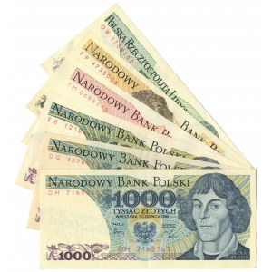 Zestaw banknotów PRL, 100-5.000 złotych 1982/88 (6 szt.)