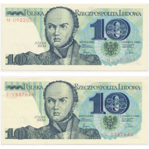 Zestaw banknotów PRL, 10 złotych 1982 - S - (2 szt.)