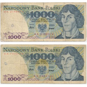 Zestaw banknotów PRL, 1.000 złotych 1975 - AA - (2 szt.)