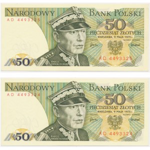 Zestaw banknotów PRL, 50 złotych 1975 (2 szt.)