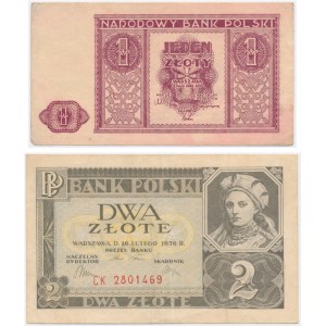 Zestaw, 1-2 złotych 1936-46 (2 szt.)
