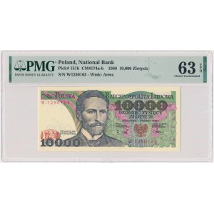 10.000 złotych 1988 - W - PMG 63 EPQ - pierwsza seria rocznika