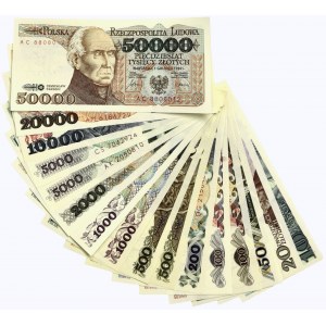 Zestaw banknotów PRL, 10-50.000 złotych 1975-89 (16 szt.) - ATRAKCYJNY ZESTAW