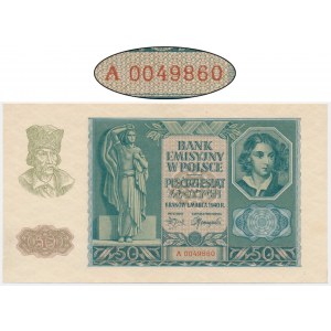 50 złotych 1940 - A - niski numer seryjny