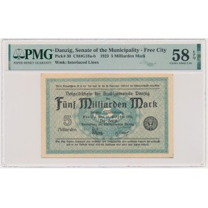 Danzig 5 bilion Mark 1923 - watermark squares - PCGS 64